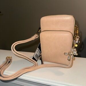 Tan Crossbody Bag w/ Teddy Bear Charm